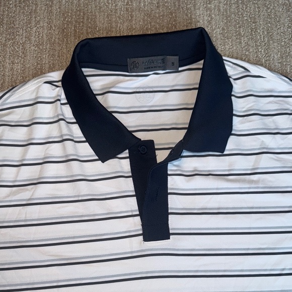G/FORE Navy White Stripe Performance Polo Men's Small Golf Shirt Stretch Shirt - Picture 5 of 13
